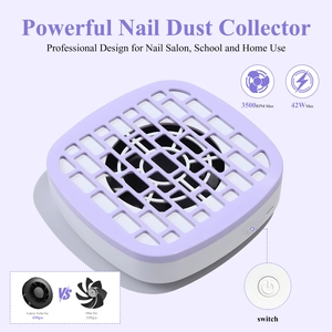 Detail of purple grid nail dust collector with 42W power and 3500RPM turbo fan suction
