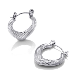Elegant 18K silver-plated heart-shaped hoop earrings with snake-skin textured relief