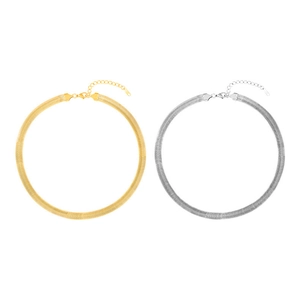 Flache Schlangenknochenketten aus Titanstahl in Gold und Silber mit Karabinerverschluss