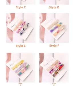 Detailed set of acetate hair clips with marble texture in various color options
