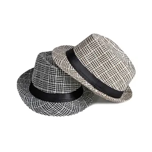 Classic straw fedora sun hats for men and women with woven texture and black ribbon band