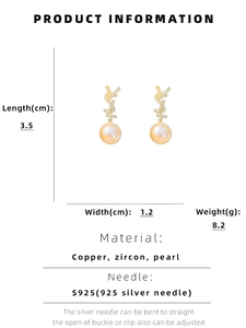 Spécifications détaillées des boucles d'oreilles logo YSL dorées avec perles et tailles