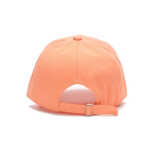 Rear view of peach orange kids baseball cap with adjustable metal buckle strap