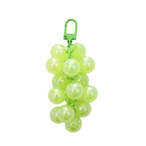 Iridescent light green grape cluster acrylic keychain with pearlescent finish