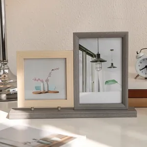 Combined Photo Frame MDF Wood Grain Desktop Standing Modern Nordic Minimalist Decoration For Home Office Gallery