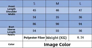 Detailed size chart for women's round neck knit cardigan with measurements in centimeters