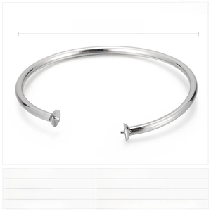 Detailed view of 60x3mm polished stainless steel open bangle component weighing 16g