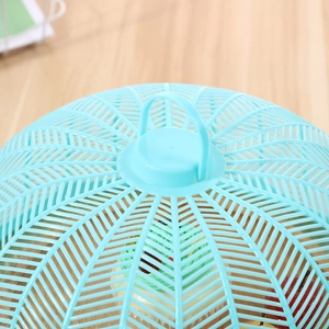 Blue mesh plastic food cover with handle for dining table protection against flies