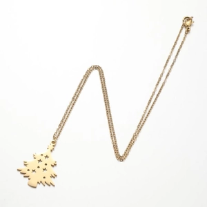 Golden stainless steel Christmas tree necklace with hollow star cutouts for couples