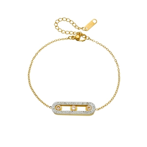 Minimalist 18K gold-plated stainless steel chain bracelet with a sparkling diamond pendant