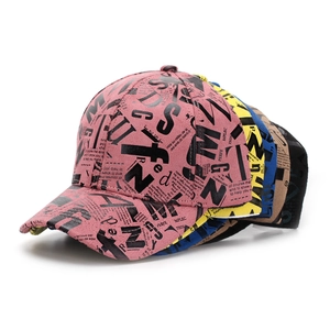 Multiple colorful street style graffiti baseball caps with letter print patterns