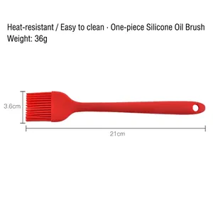 Red 21cm heat-resistant silicone basting brush for kitchen baking and BBQ tools