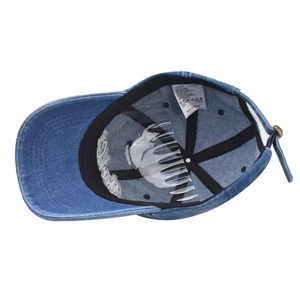 Detail of New York City baseball cap interior with 100% cotton label and sweatband