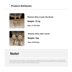 Detailed specs of bohemian tassel earrings with crystal beads and alloy dimensions