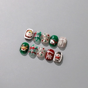 3D embossed Christmas nail art patches featuring reindeer and nutcracker motifs