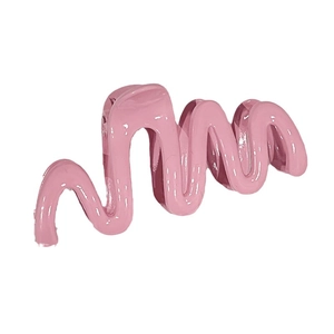 Elegant wavy jelly-colored hair claw clip in soft pink resin with glossy finish