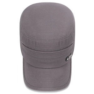 Men's grey cotton cadet cap with breathable twill fabric and FS metal side logo