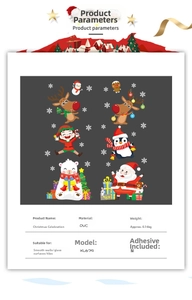 Detailed Christmas XL679 PVC sticker sheet featuring Santa, reindeer, and snowman designs