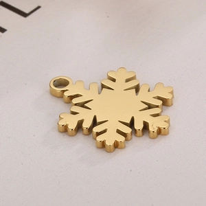 Exquisite golden hexagon snowflake metal pendant for DIY Christmas jewelry accessories