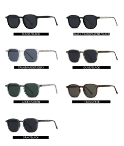 Detailed grid showing seven color variations of retro polarized unisex sunglasses