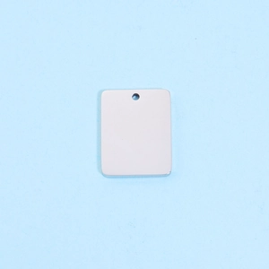 Polished stainless steel rectangular charm with top hole for jewelry making