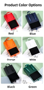 Multiple colorful drawer jewelry gift boxes with ribbon handles and foam inserts