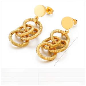 Détail des boucles d'oreilles spirales multicouches en acier inoxydable doré avec mesures