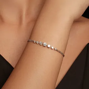 Elegant S925 sterling silver double-layer bracelet with sparkling moissanite stones
