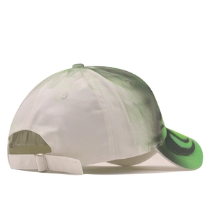 Detailed back view of graffiti baseball cap with adjustable metal buckle strap