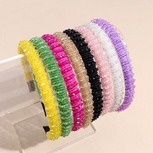 Serre-tête Baroque Perlé de Strass Vintage Cristal Pavé Bandeau Antidérapant Élégant Cerceau à Cheveux Scintillant Pour Femmes Filles Accessoires de Mode