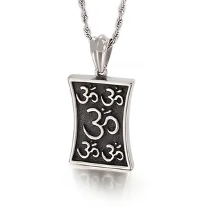 Vintage Edelstahl Anhänger Retro Skelett Totenkopf Hindu Om Symbol Punk Schmuck Für Damen Und Herren