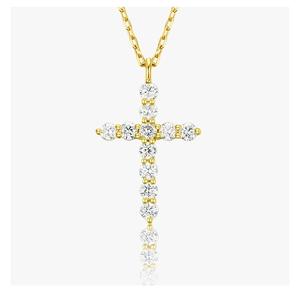 925 sterling silver cross necklace with 14k gold plating and sparkling pavé diamonds