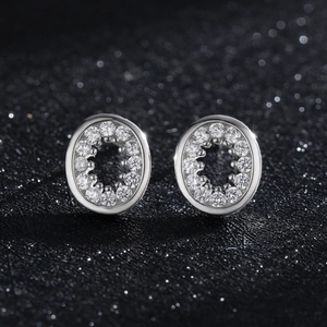 Boucles d'oreilles ovales en argent S925 avec pavé de diamants micro-scintillants