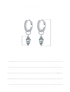 Detailed view of S925 sterling silver teardrop earrings with 0.50Ct moissanite stones
