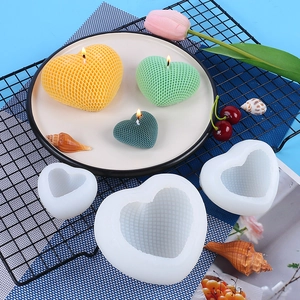 3D woven heart silicone molds for DIY candles showing small to large size options