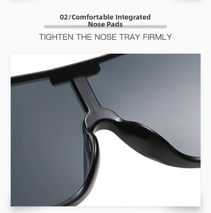 Detail shot of comfortable integrated nose pads on black oversized fashion sunglasses