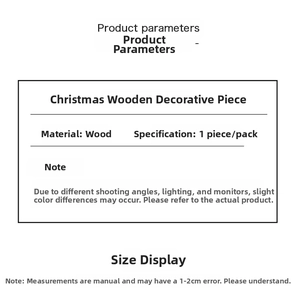 Detailed product parameters table for Christmas wooden reindeer and Santa ornaments