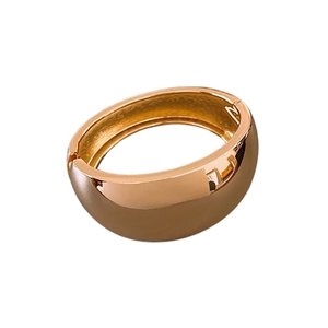 Minimalist wide band gold hinged bangle bracelet with a high-polished mirror finish