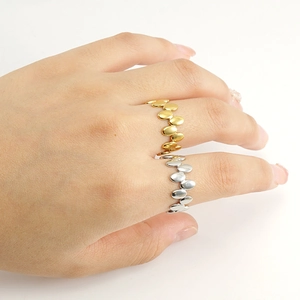 Minimalist 18k gold and silver geometric ellipse stackable rings for women in high polish