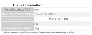 Detailed size and material specification table for small PU leather zip coin purse