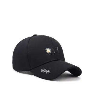 Detail of black baseball cap with white STARS embroidery and moisture-wicking fabric