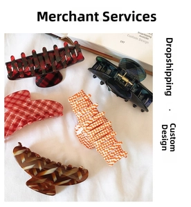 Detailed set of French acetate hair claws in various plaid and tortoiseshell patterns