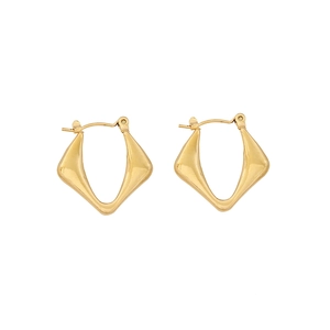 Polished gold irregular geometric stainless steel earrings in a symmetrical pair set