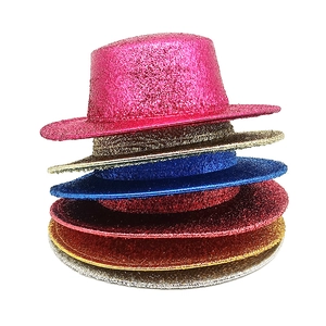 Sequin Glitter Boater Hat Flat Top Wide Brim Party Stage Performance Festival Costume For Men Women