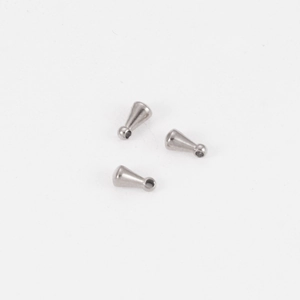Three 3x6mm stainless steel teardrop pendants for DIY necklace jewelry making on white background
