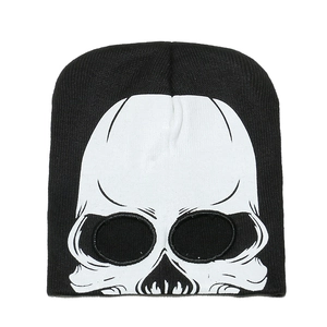 Black knitted balaclava skull face mask beanie for winter outdoor cycling and Halloween