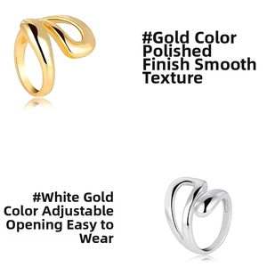 Polished S925 sterling silver water drop open rings in gold and silver finishes