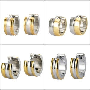 Bicolor Edelstahl Ohrringe Damen Herren Trendige Sphärische Geometrische Ear Cuffs Gold Silber Plattiert Schmuck Zubehör Geschenk