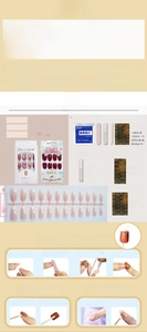Artistic burgundy pointed false nails set with kit and full application instructions