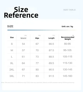 Tableau des tailles pour leggings de yoga taille haute montrant les mesures du S au 3XL